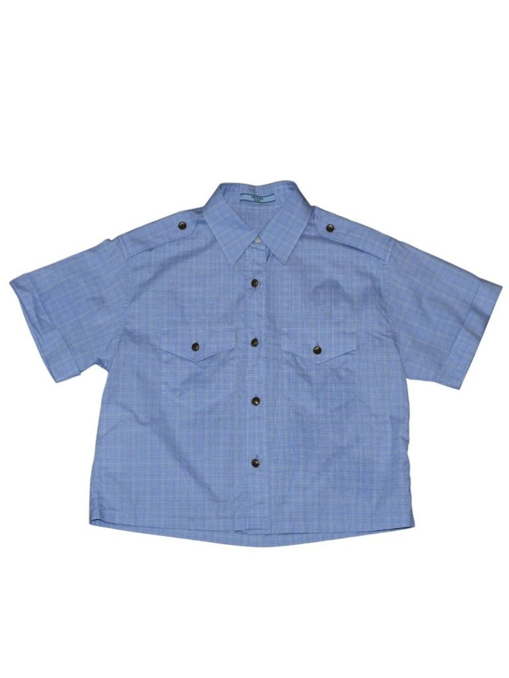 Prada Prince of Wales Short Sleeve Checked Shirt Length